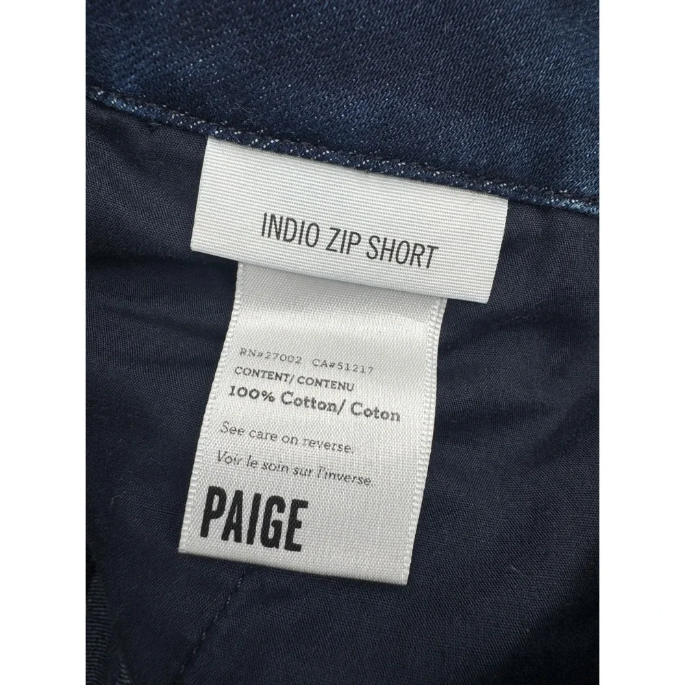 Paige Indio Zip Short Dark Blue Flare Leg Trouser Jeans Womens 27 (30x32) Boho